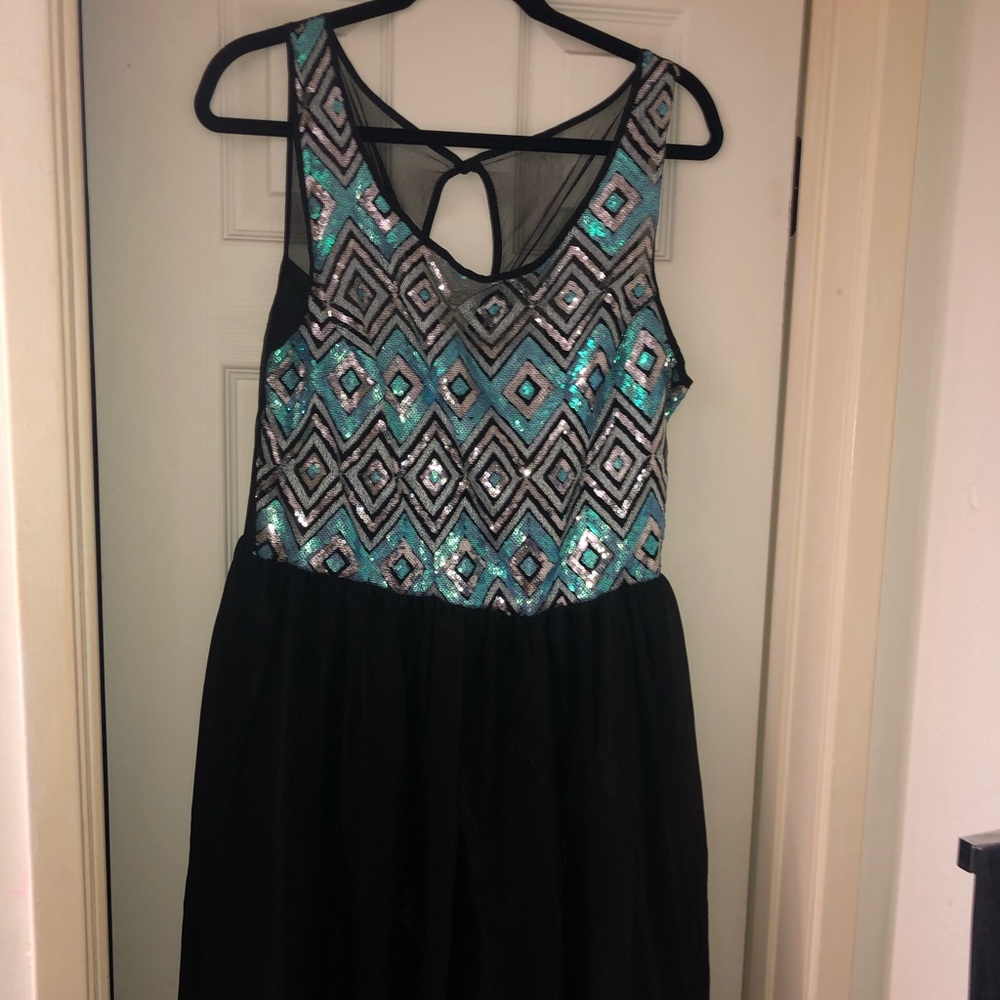 Black dress with Silver &Light blue sequins